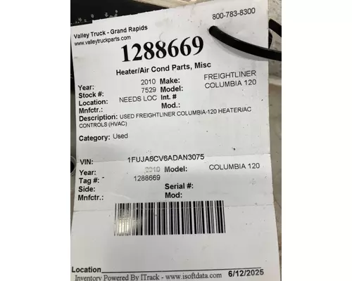 FREIGHTLINER COLUMBIA 120 HeaterAir Cond Parts, Misc