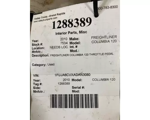 FREIGHTLINER COLUMBIA 120 Interior Parts, Misc