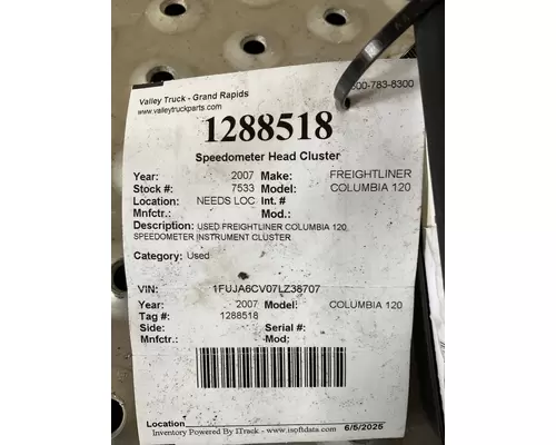 FREIGHTLINER COLUMBIA 120 Speedometer Head Cluster