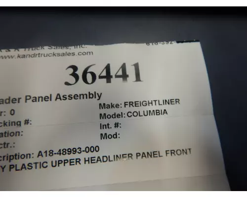FREIGHTLINER COLUMBIA Header Panel Assembly