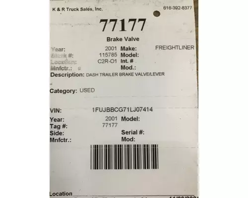 FREIGHTLINER CST120 CENTURY Brake Valve 