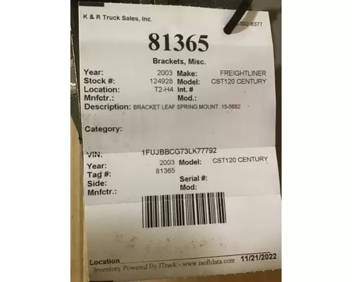 FREIGHTLINER CST120 CENTURY Mounts, Spring