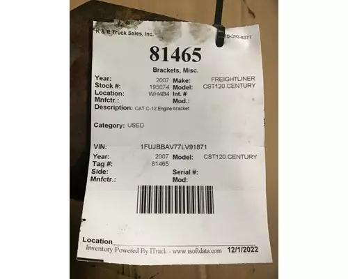 FREIGHTLINER CST120 Centruy Class Brackets, Misc.