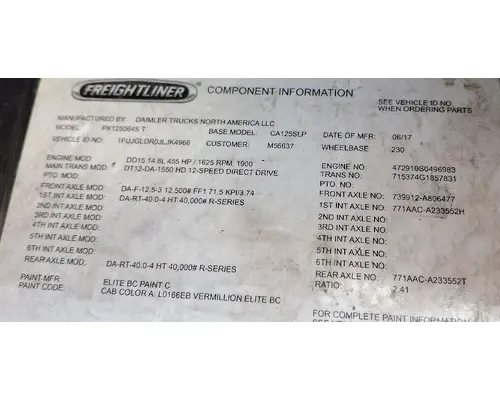FREIGHTLINER Cascadia 125 Cab Assembly