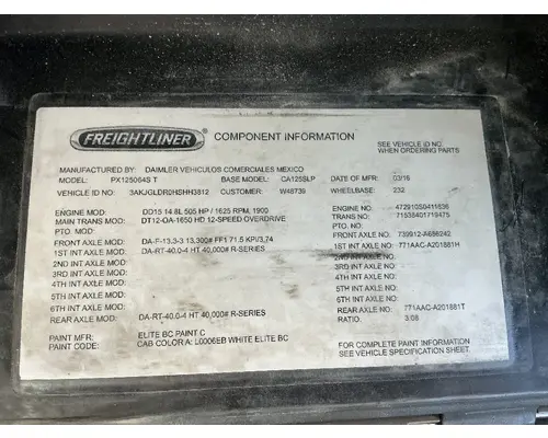 FREIGHTLINER Cascadia 126 Cab Assembly