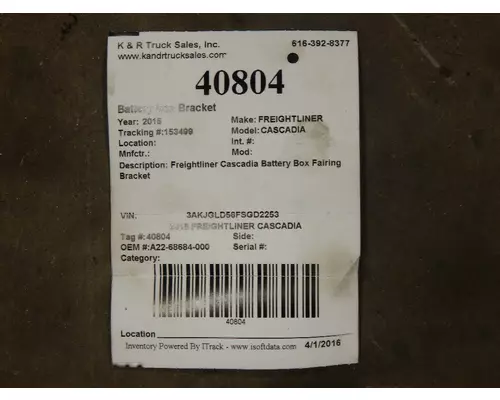 FREIGHTLINER Cascadia Bracket, Battery Box