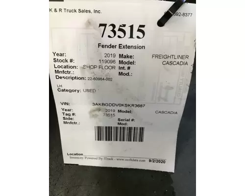 FREIGHTLINER Cascadia Fender Extension