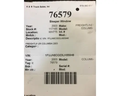 FREIGHTLINER Columbia  Back Glass
