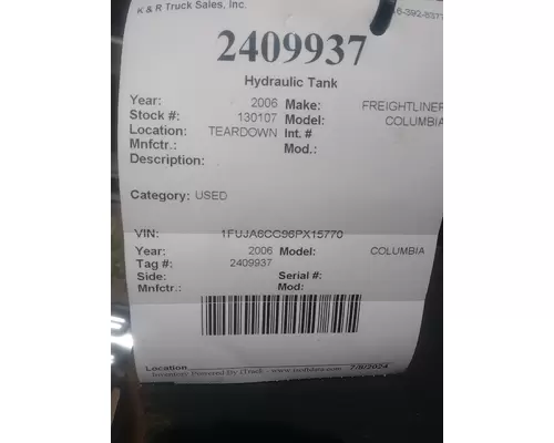 FREIGHTLINER Columbia  Hydraulic Tank