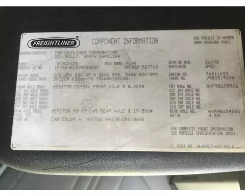 FREIGHTLINER FL60 DISMANTLED TRUCK