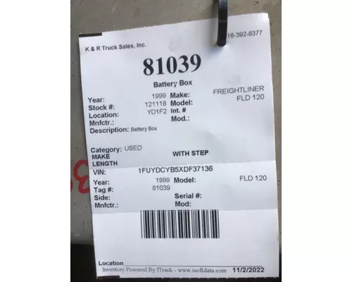 FREIGHTLINER FLD 120 Battery Box