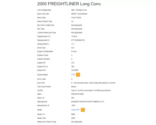 FREIGHTLINER FLD120 Vehicle For Sale