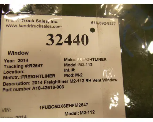 FREIGHTLINER M-2 Door Glass, Front