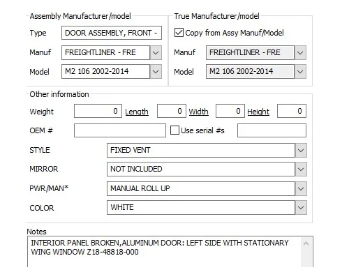 FREIGHTLINER M2 106 2002-2014 DOOR ASSEMBLY, FRONT