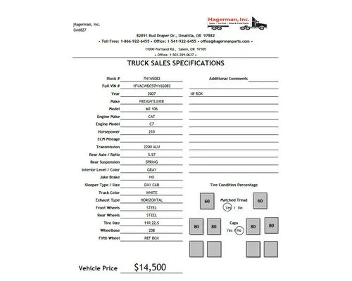 FREIGHTLINER M2 106 Vehicle For Sale