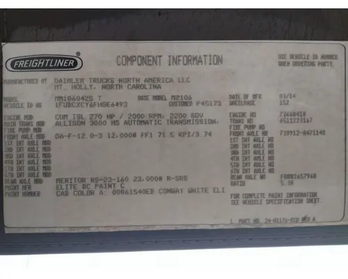 FREIGHTLINER M2 106 WHOLE TRUCK FOR RESALE