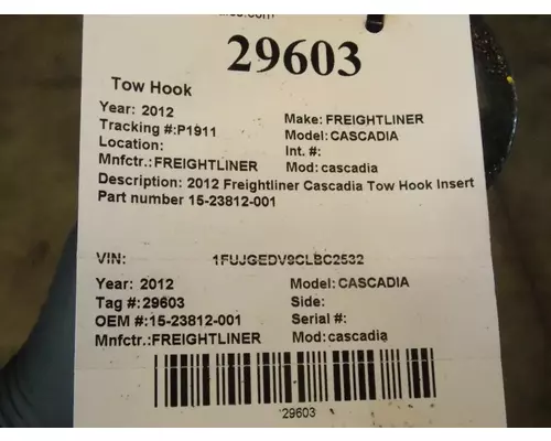 FREIGHTLINER cascadia Tow Hook 
