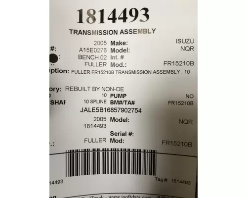 FULLER FR15210B TRANSMISSION ASSEMBLY