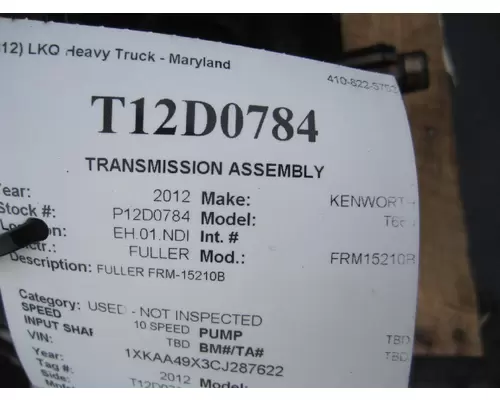 FULLER FRM15210B TRANSMISSION ASSEMBLY