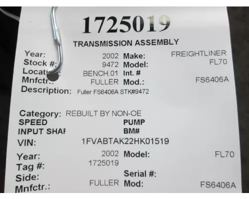 FULLER FS6406A TRANSMISSION ASSEMBLY