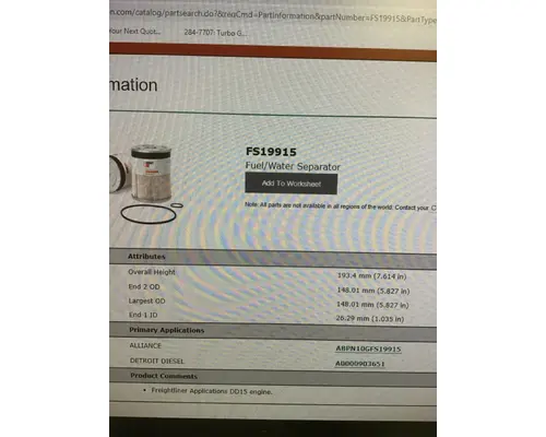 Filter / Water Separator FLEETGUARD FUEL WATER SEPARATOR LKQ Thompson Motors - Wykoff