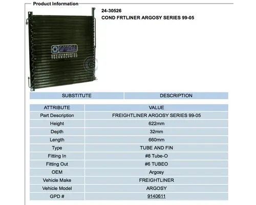 Air Conditioner Condenser FREIGHTLINER ARGOSY 101 Valley Heavy Equipment