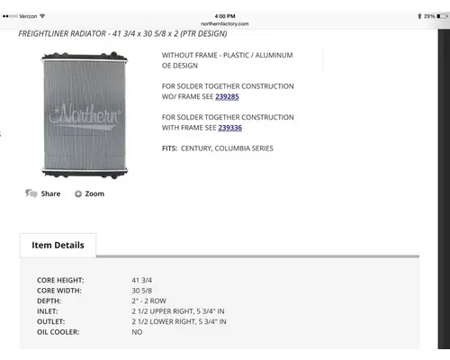 Freightliner C120 CENTURY Radiator