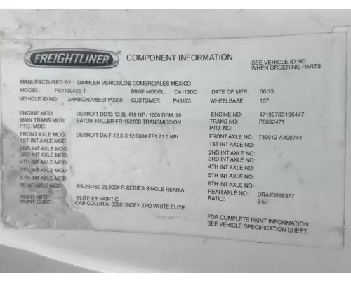 Freightliner CASCADIA Cab Assembly