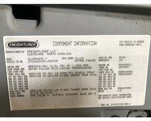 Freightliner COLUMBIA 120 Cab Assembly