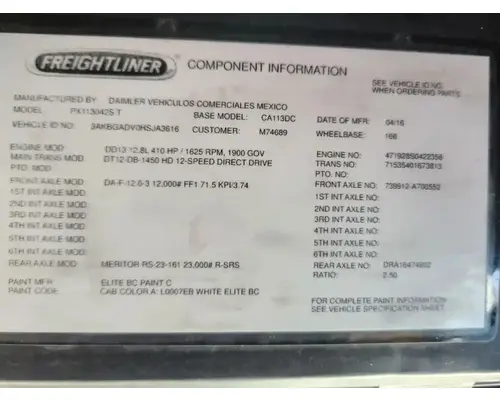 Freightliner Cascadia 113 Axle Assy, Fr (4WD)