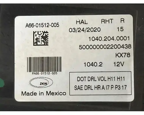 Freightliner Cascadia 116 Day Cab Headlamp Assembly