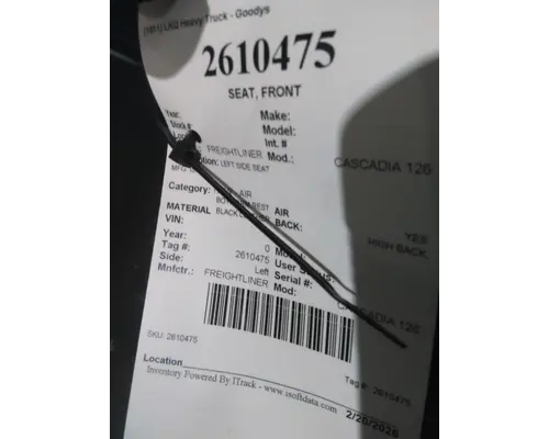 Seat, Front FREIGHTLINER CASCADIA 126 LKQ Heavy Truck - Goodys