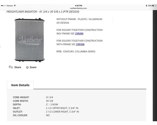 Freightliner Century Class 120 Radiator