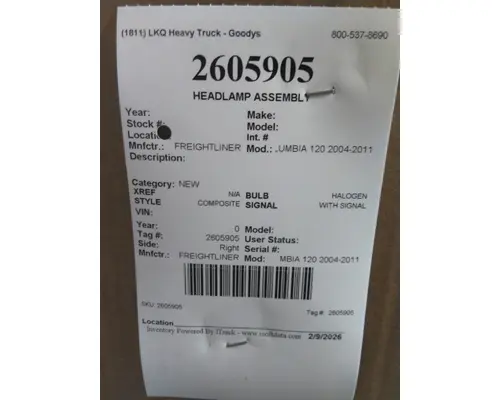 Headlamp Assembly FREIGHTLINER COLUMBIA 120 2004-2013 LKQ Heavy Truck - Goodys