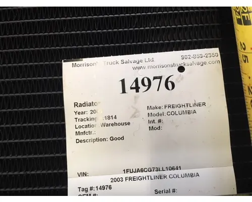 Radiator FREIGHTLINER COLUMBIA Morrison's Truck Salvage Ltd.