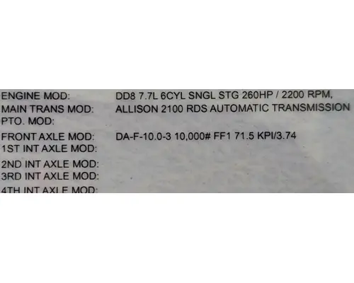 Freightliner M2 106 Axle Assy, Fr (4WD)