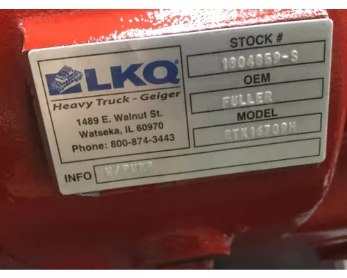Transmission Assembly FULLER RTX16709H LKQ Geiger Truck Parts
