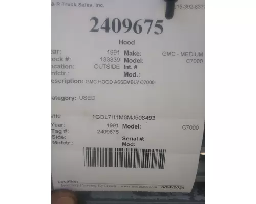 GMC/VOLVO/WHITE C7000 Hood