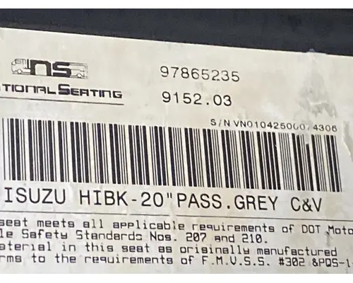 GMC T6500 Seat, Front