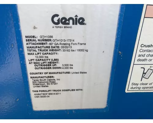 Genie GTH-1056 Equipment Units
