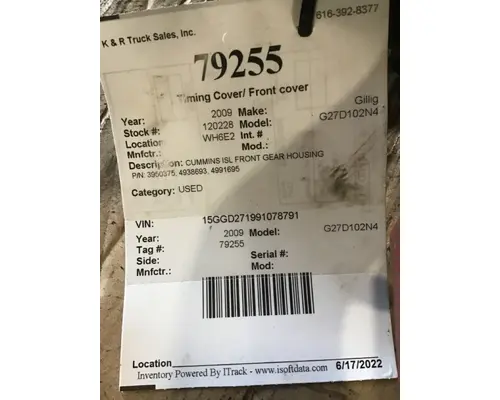 Gillig G27D102N4 Timing Cover