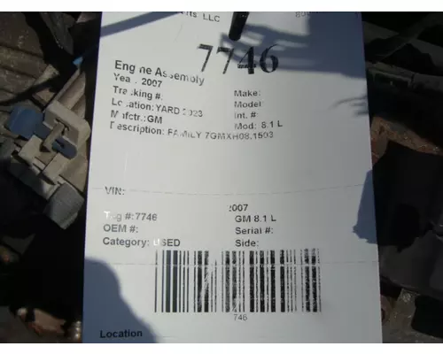 Engine Assembly GM 8.1 L Big 3 Truck Parts, LLC