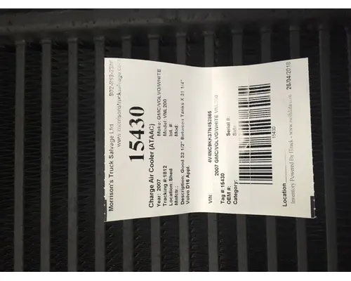 Charge Air Cooler (ATAAC) GMC/VOLVO/WHITE VNL200 Morrison's Truck Salvage Ltd.