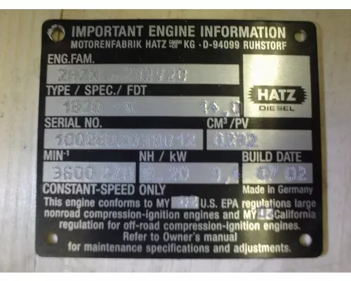 HATZ 1B20 Engine