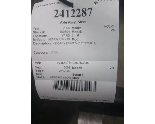 HENDRICKSON VN 515 Steer Axle Assemblies