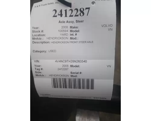 HENDRICKSON VN Axle Assy, Steer