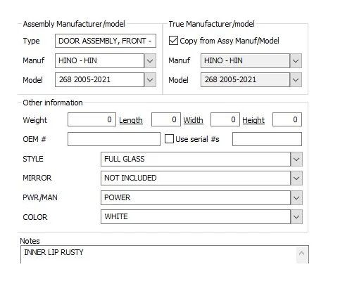 HINO 268 2005-2021 DOOR ASSEMBLY, FRONT