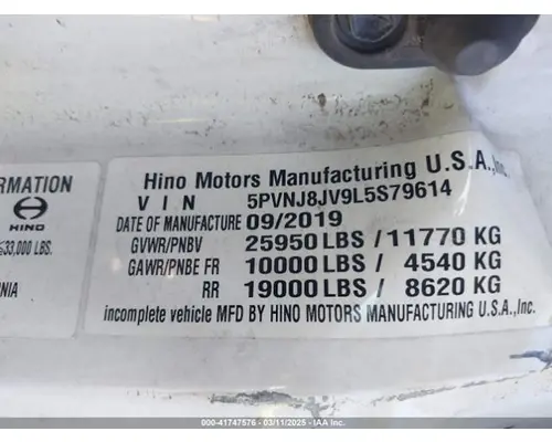 HINO Conventional Type Truck Complete Vehicle