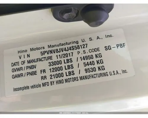 HINO Conventional Type Truck Complete Vehicle