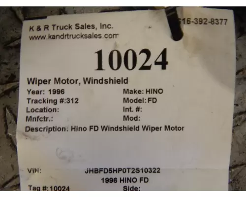 HINO FD Wiper Motor, Windshield